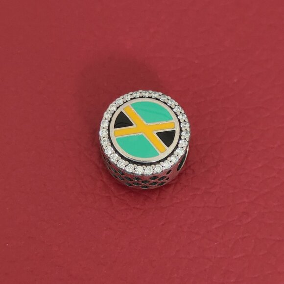 Pandora Jamaica Flag Exclusive Charm Bead Button Pendant S925 Silver with box - Picture 3 of 5